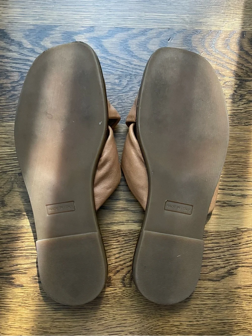 Made in Italy Mila Paoli Tan Leather Crisscross Slide Sandals